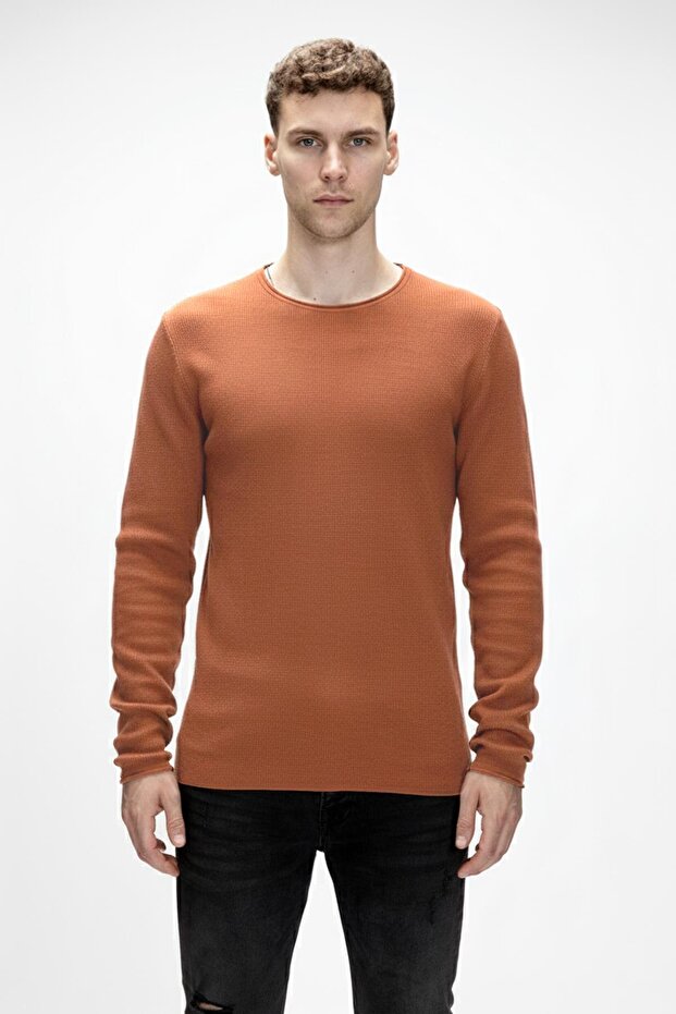 Tender Cinnamon Crew Neck Men's Knitwear Sweater