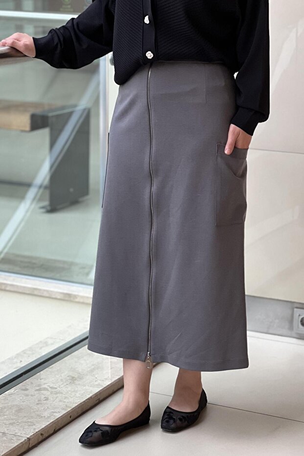 Sentez Cep Detaylı Fermuarlı Etek - 2