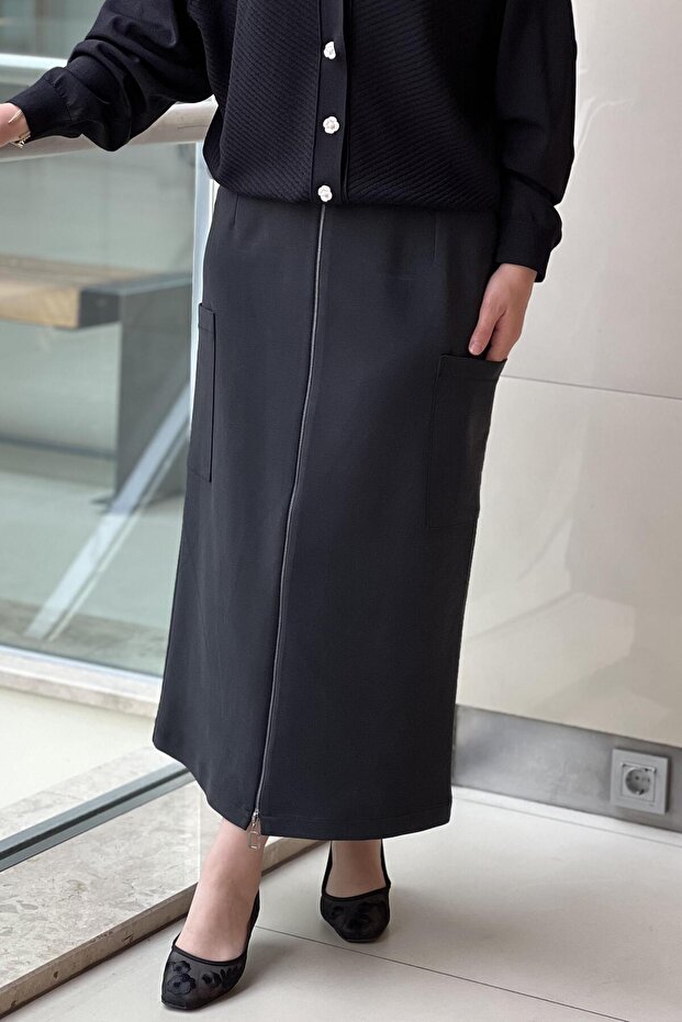 Sentez Cep Detaylı Fermuarlı Etek - 2