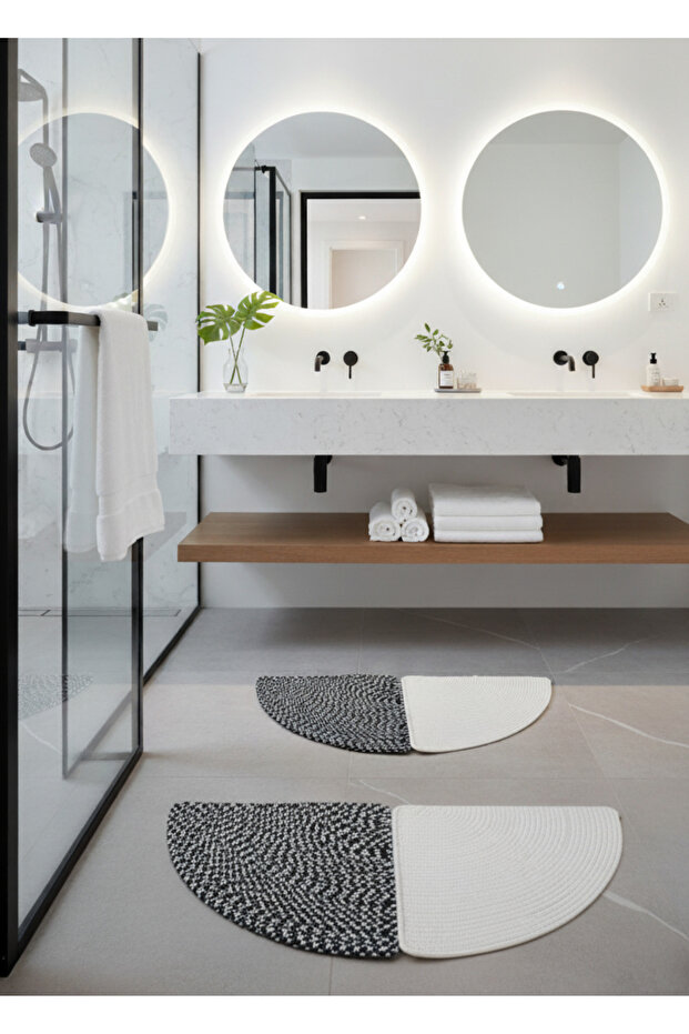 Rustik Yarım Ay El Yapımı Jüt Yarım Daire Kapı Önü Paspası Doğal Hasır Karşılama Paspası - 3