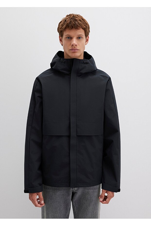 kapüşonlu su itici regular fit ceket - 2