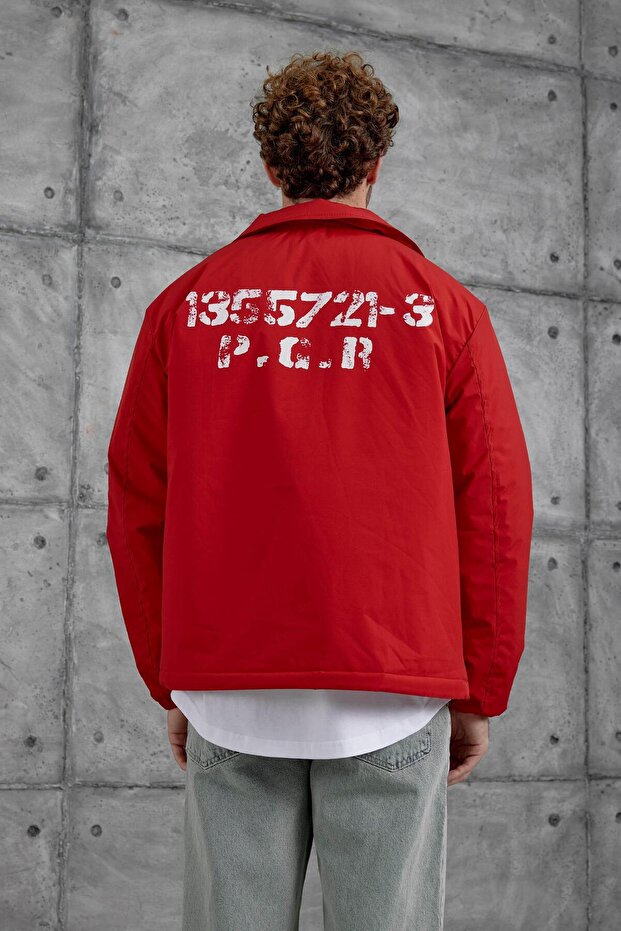 سترة رجالية حمراء Nmrc موسمي كبيرة الحجم - 4