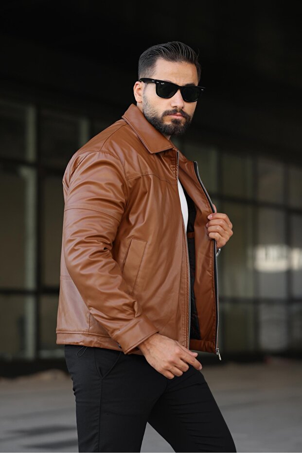 Men's Interlined Leather Coat - 2