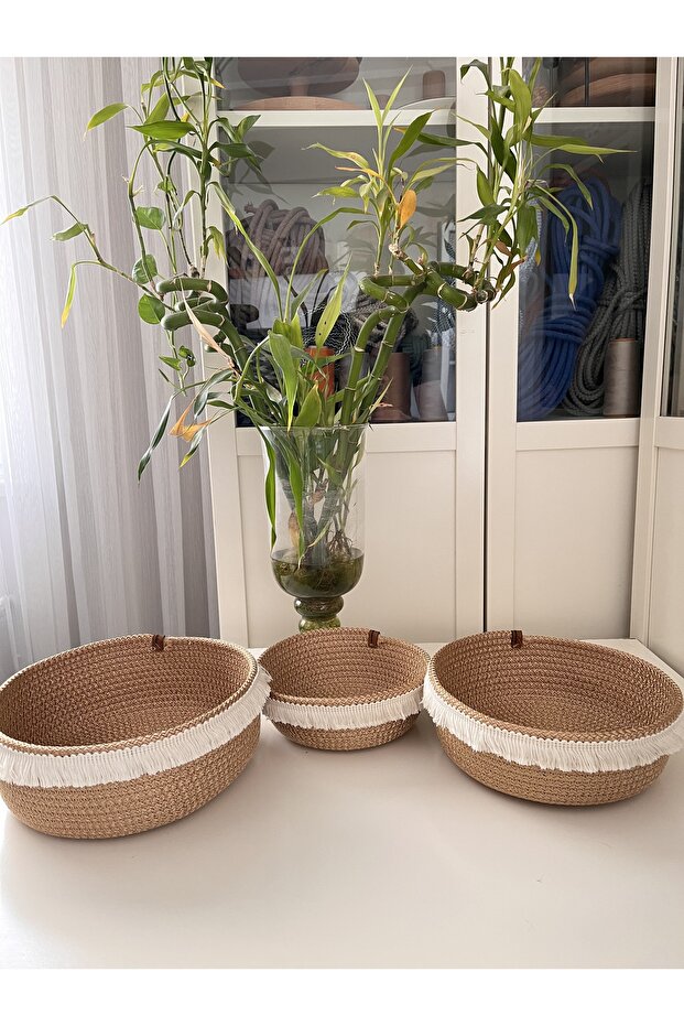 Triple Woven Basket Organizer Decorative Basket Organizer
