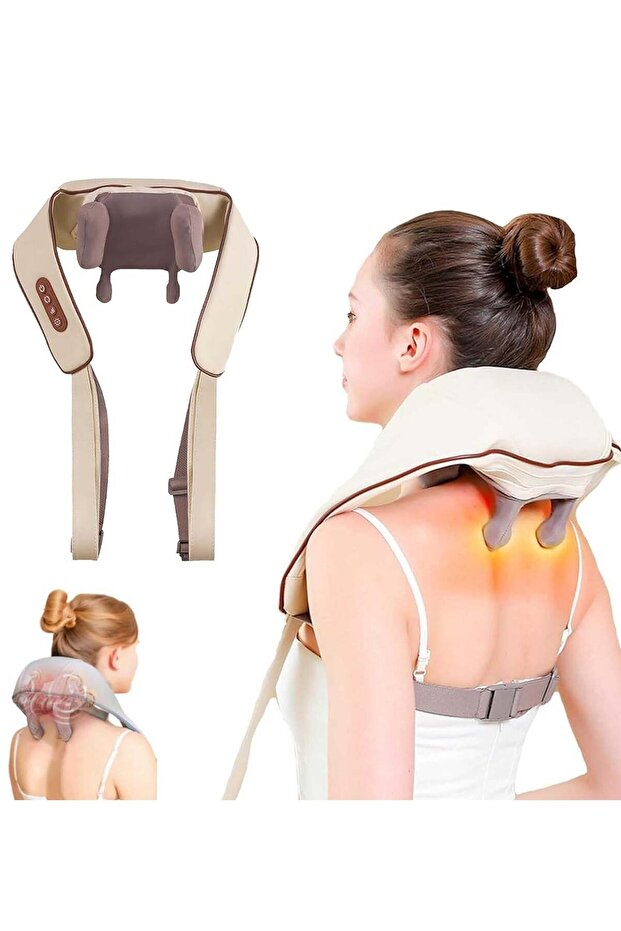 Cordless Neck and Back Massager - Shiatsu Extended Nodes Massager Tools with Heat, Rechargeable Deep