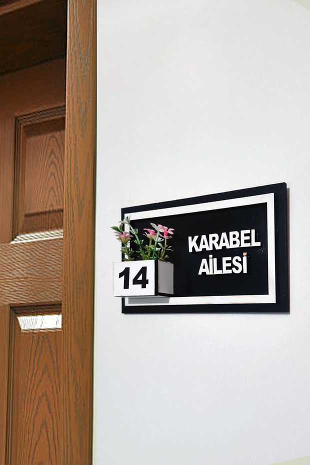 Kişiye özel çiçekli ahşap kapı numarası Kapı süsü - 3