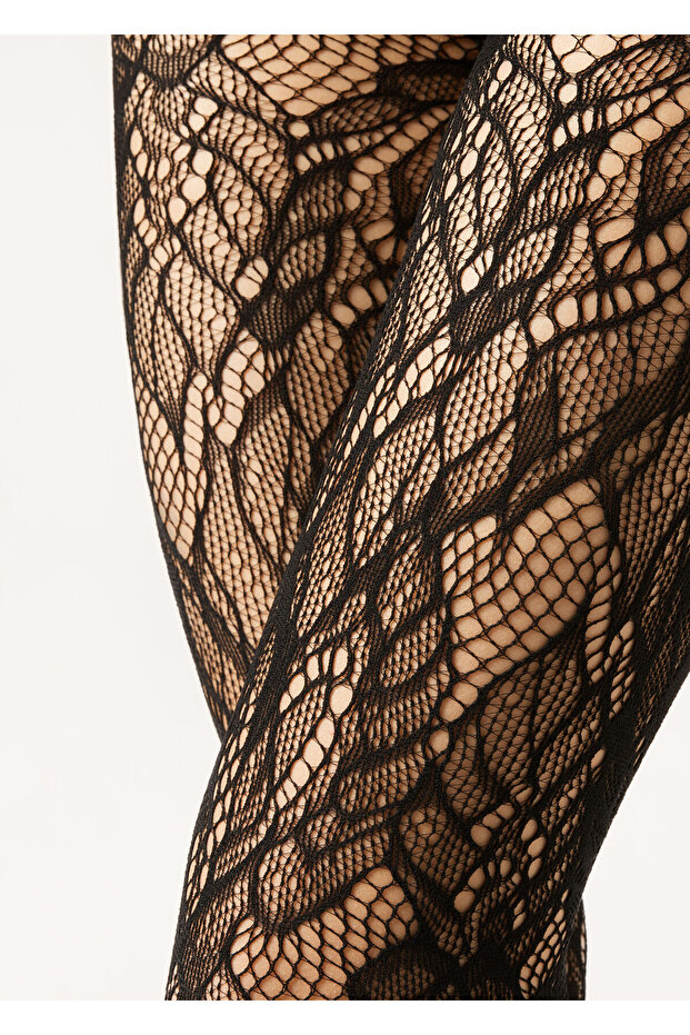 Leaf Patterned Fishnet Pantyhose - 2