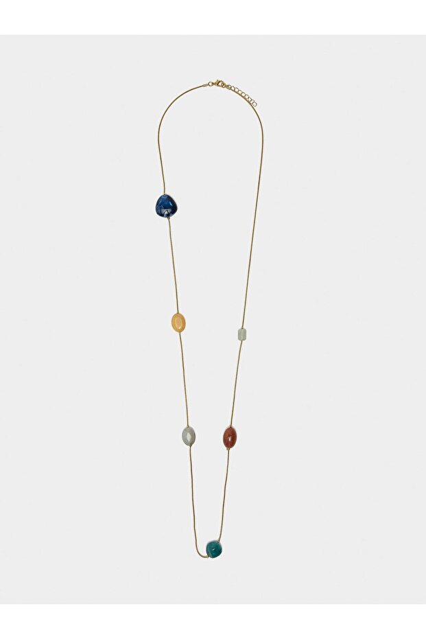 Taş ve Resinli Uzun Kolye - 1