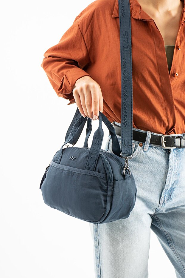 Soft Textured Ultra-Lightweight, Waterproof Polyamide Fabric Shoulder/Arm Bag Navy Blue Model:(571-13-14H)