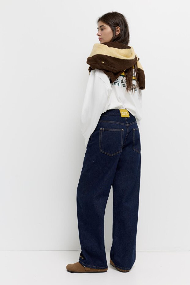 İşlemeli geniş paça jean - 4