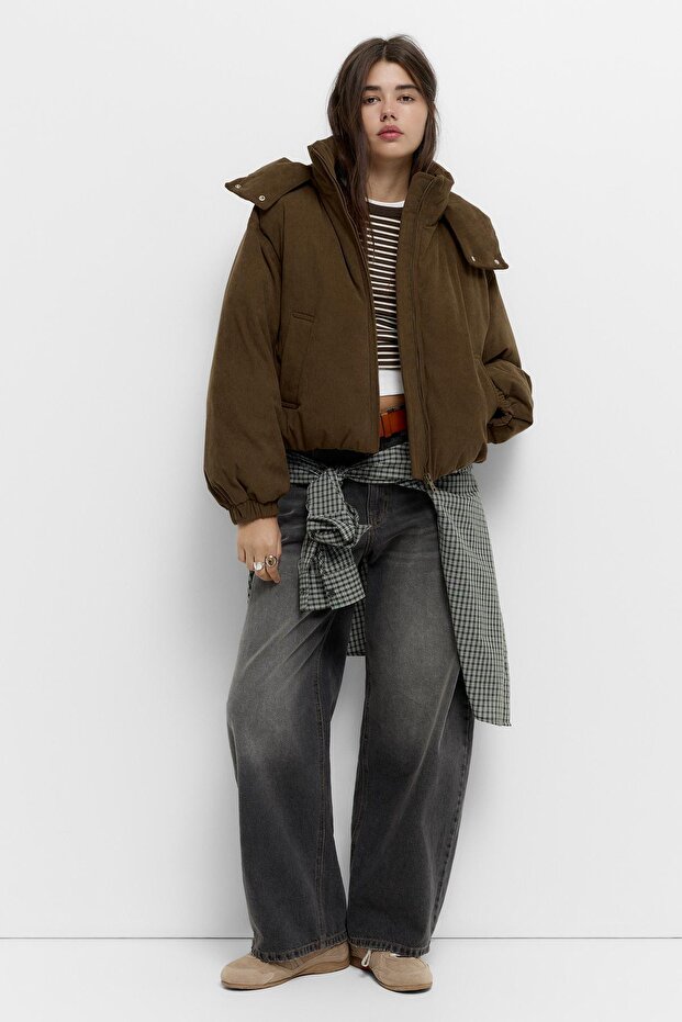 Kadife kapüşonlu ceket - 3