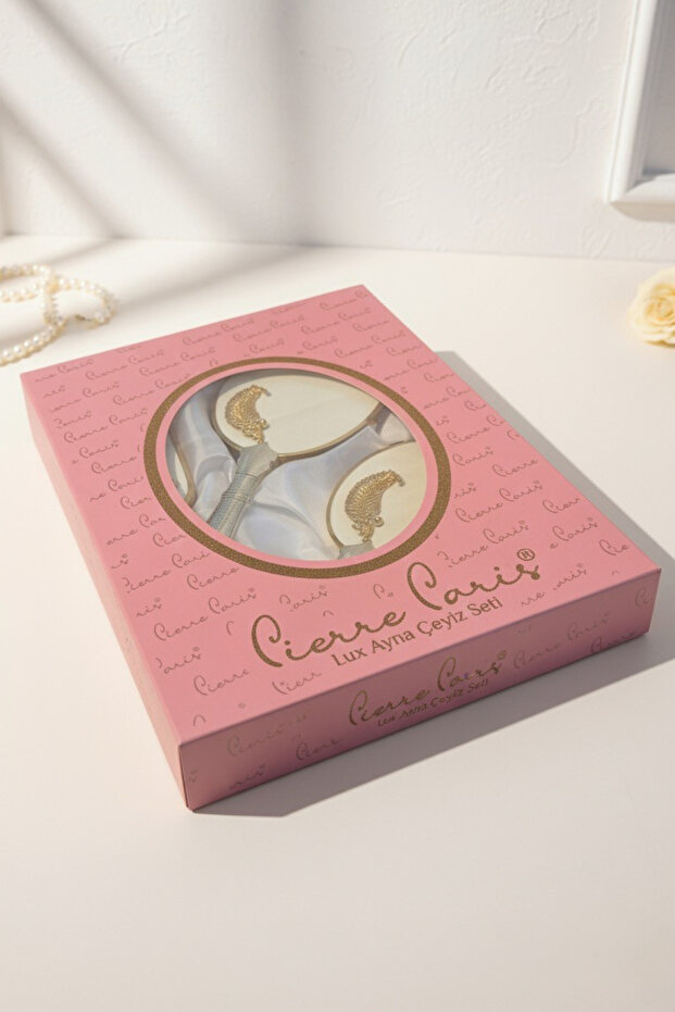 مجموعة مشط مرآة هدية من الزفاف - بنمط أوراق الشجر - 4