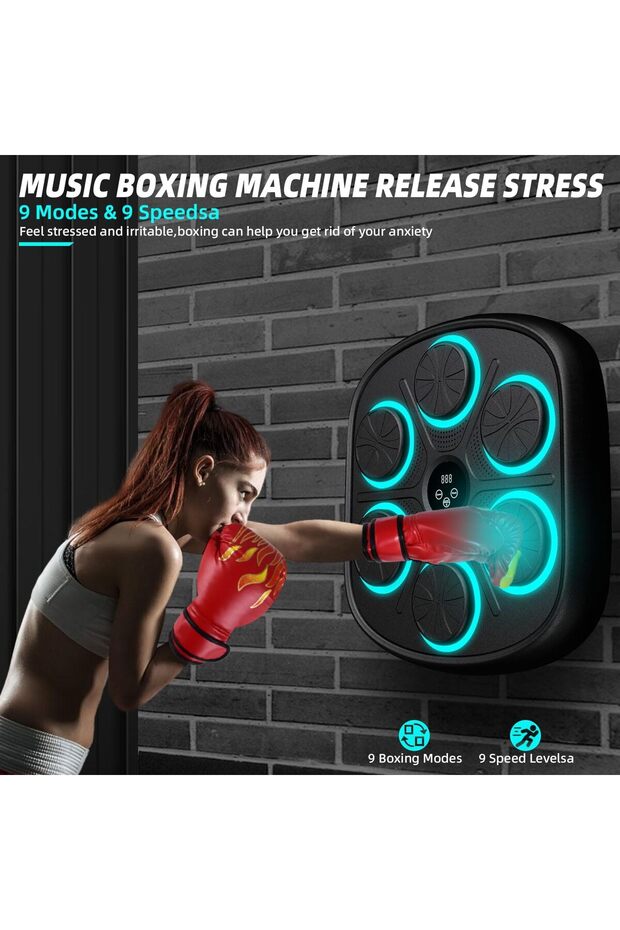 Baswip New Smart Music Boxing Machine with Boxing Gloves, Bluetooth Training Machine with LED Electr - 4