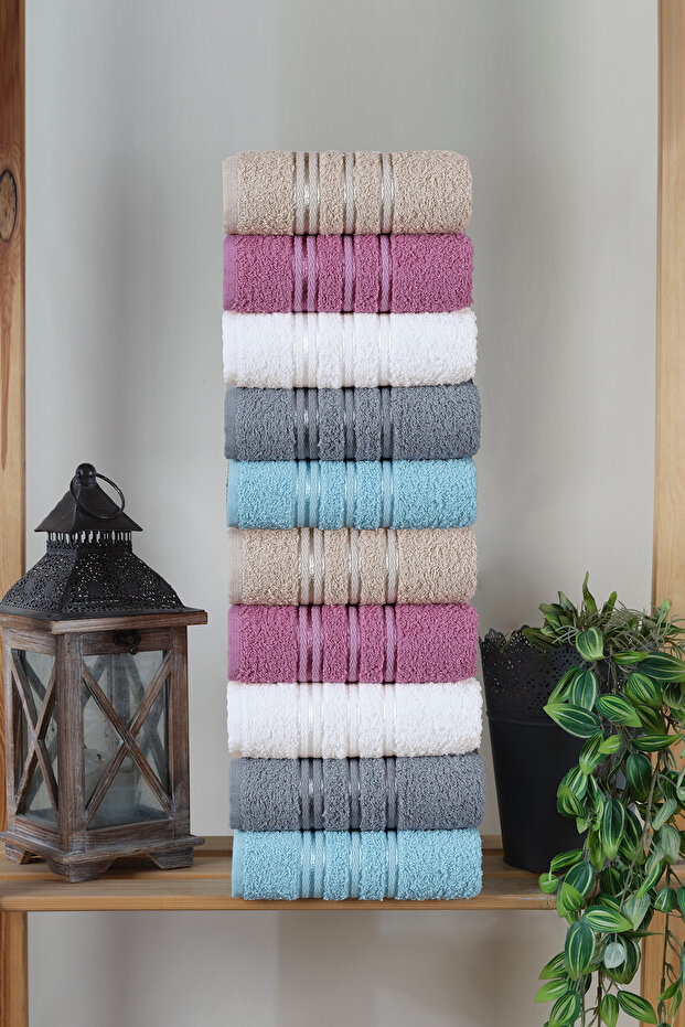 50x90 Daisy 10-Piece Hand & Face Towel Set Cotton, 100% Cotton