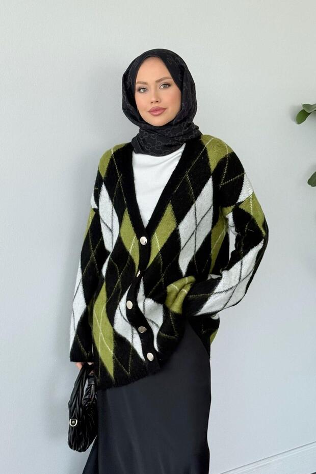 Everest Patterned Cardigan Black