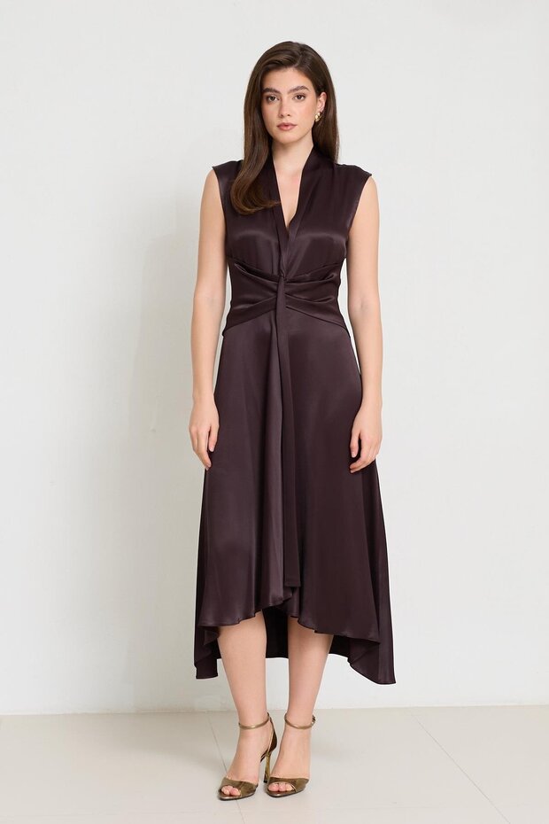 Acı-Кава V-подібний виріз, деталізована талія, міді-довжина, без рукавів - 1