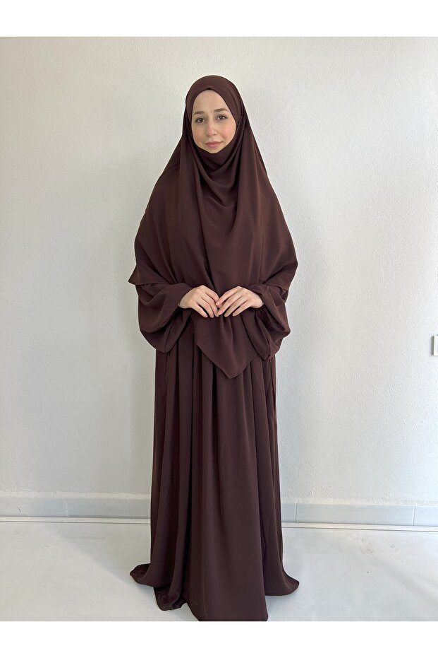 Two-Layered Sufle & Robali Dress Set Medi̇ne Silk Tesettür Dress
