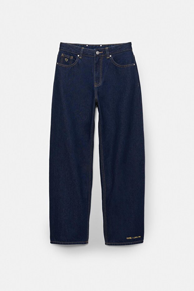 İşlemeli geniş paça jean - 8