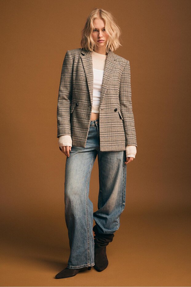 Ekose regular kesim blazer - 3