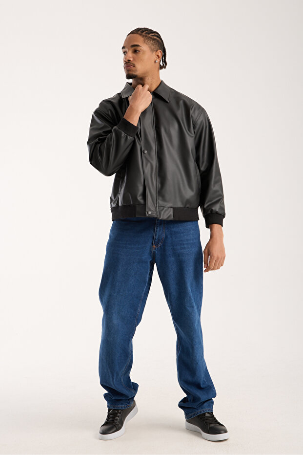 Leather Jacket with Buttons - 5