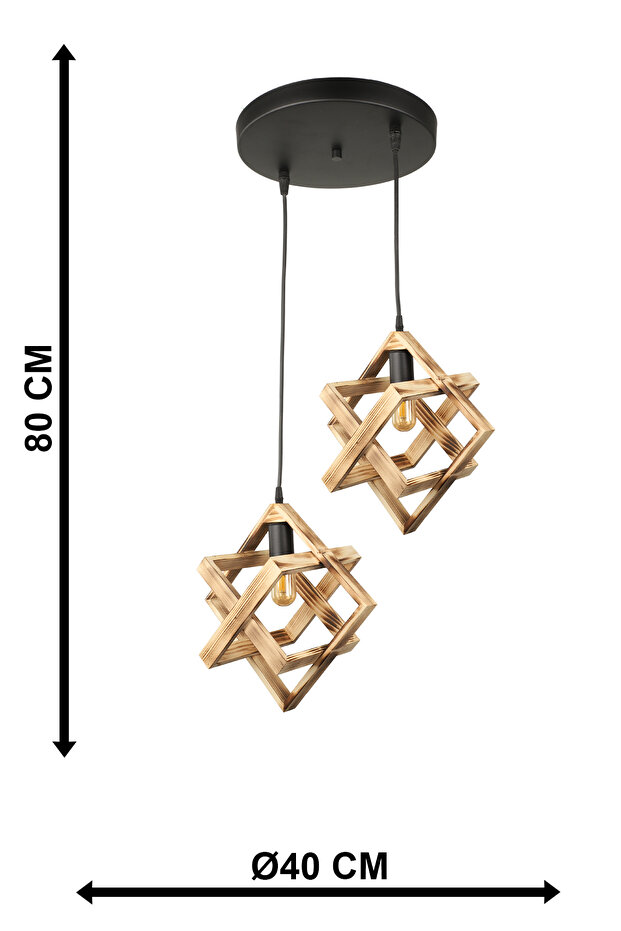 Kareli 2.Li Ahşap Avize - 4