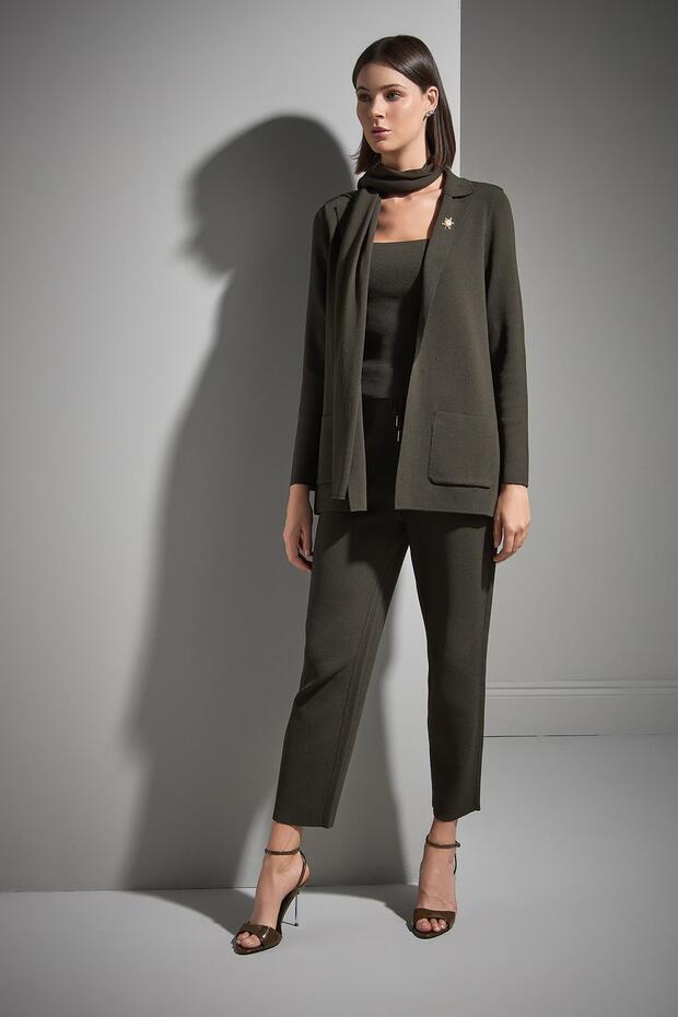 Beli Kordonlu Triko Pantolon - 5