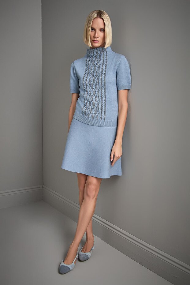 Kloş Mini Triko Etek - 4