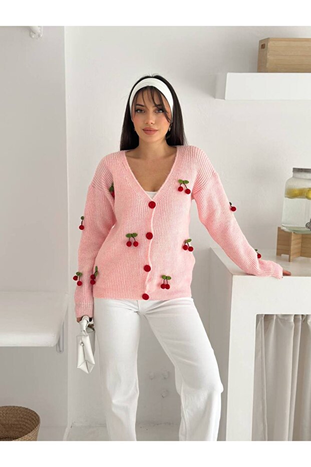 kirazlı triko ceket - 3