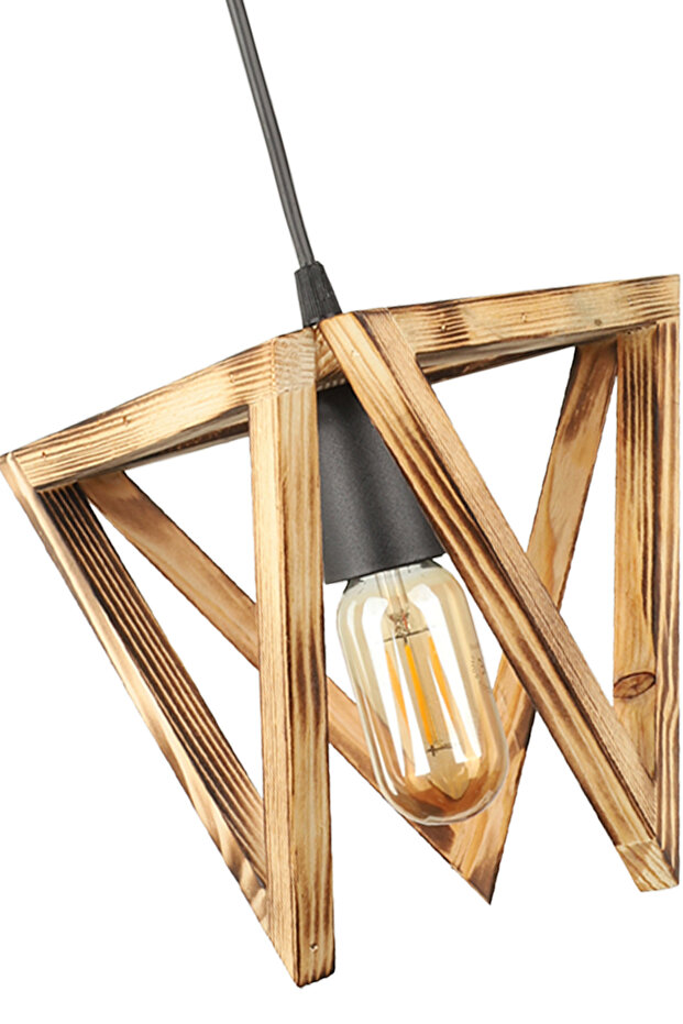 Üçgen 3.Lü Ahşap Avize - 3