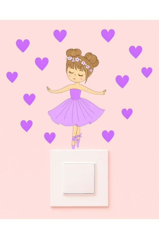 Outlet Cover Sticker - Children's Baby Room Wall Sticker - Lilac Ballerina Outlet Cover Sticker