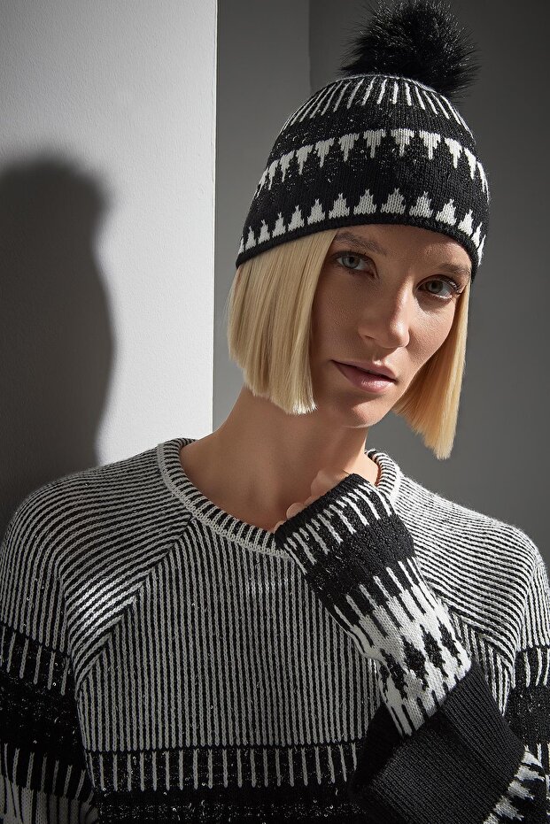 Desenli Pullu Multi Triko Bere - 3