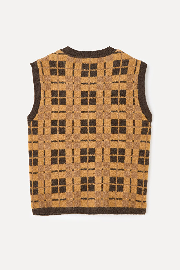 سترة بياقة دائرية منقوشة - 6