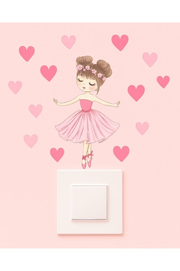 Outlet Cover Sticker - Children's Baby Room Wall Sticker - Pink Ballerina Outlet Cover Sticker