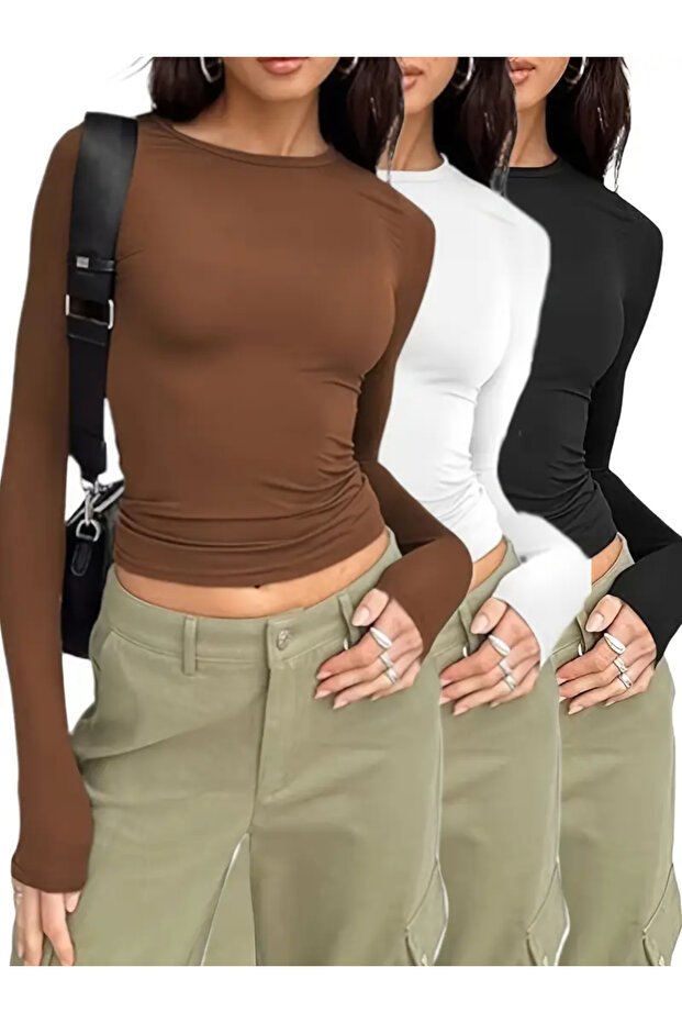 Crew neck basic long sleeve bodysuit - 1