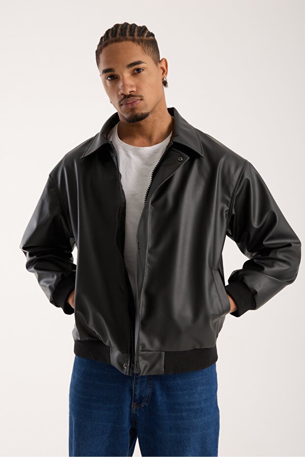 Leather Jacket with Buttons - 1