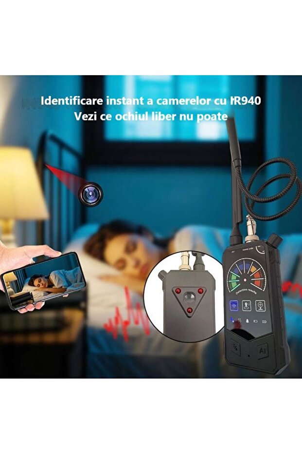 3-in-1 Anti-Spy Detector DE012 – hidden cameras, RF signals and GPS with magnet - 4