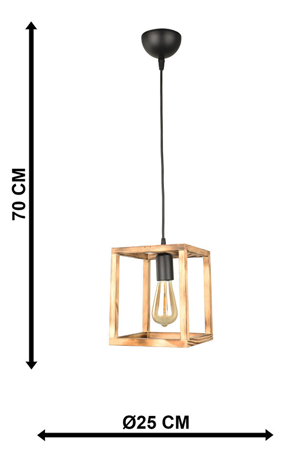 Küboid Ahşap Tekli Avize - 4