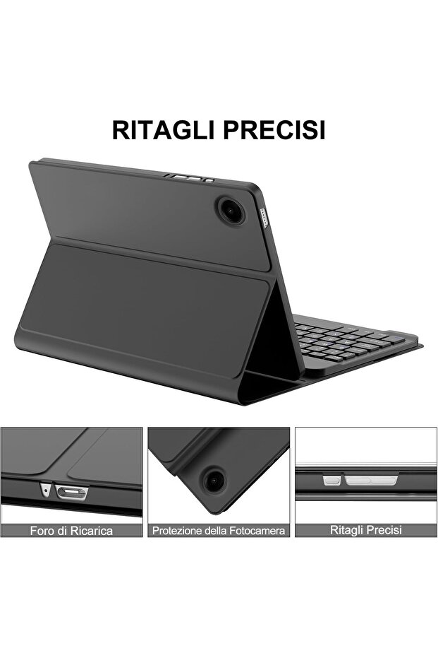Muzz Galaxy Tab A9 Plus 2023-11 Inch Keyboard Case, Magnetic Wireless Bluetooth QWERTZ Arabic and En - 3