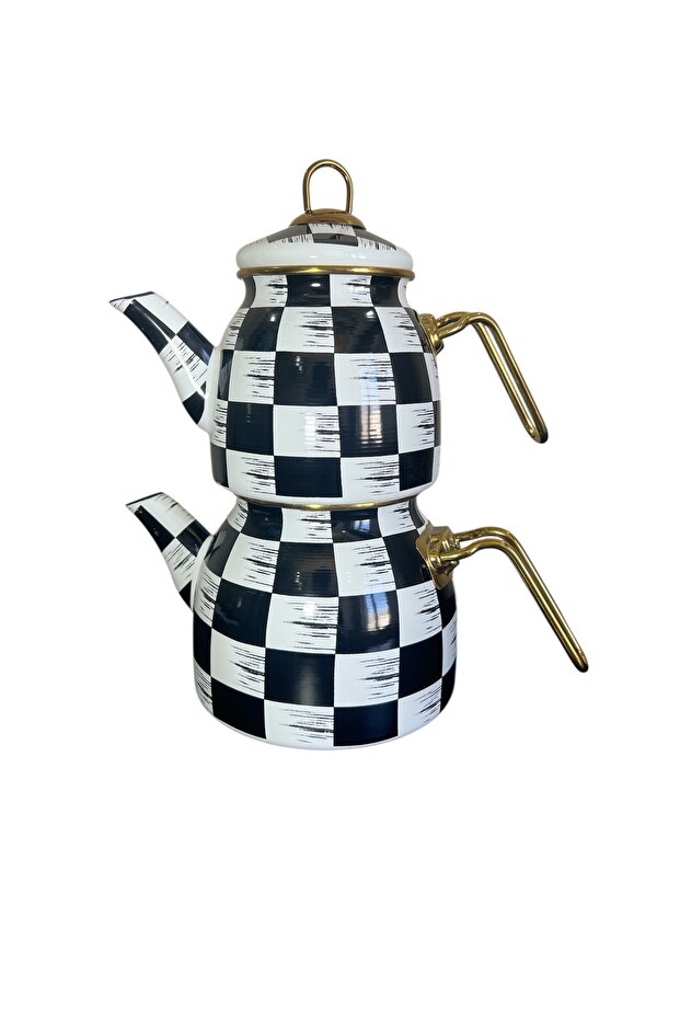 Medium Size Enamel Teapot Set - 4