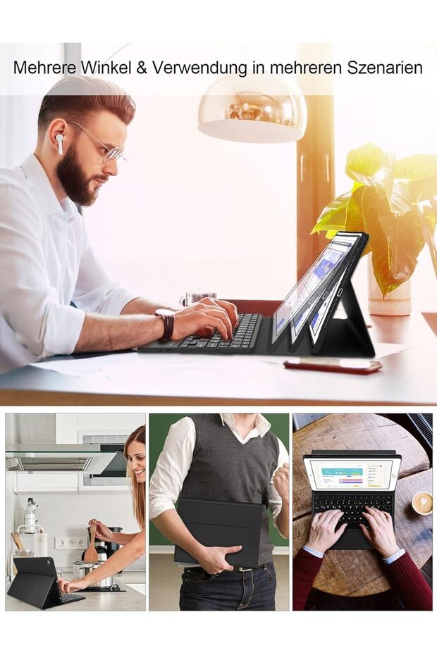 Muzz Galaxy Tab A9 Plus 2023-11 Inch Keyboard Case, Magnetic Wireless Bluetooth QWERTZ Arabic and En - 4