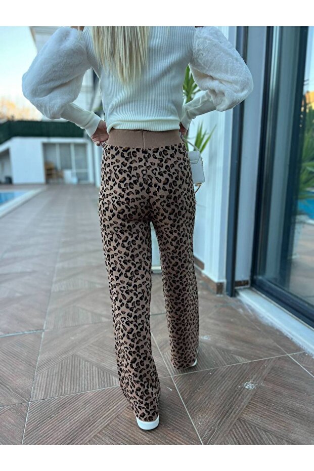 Leopard Patterned Knitwear Pants - 3