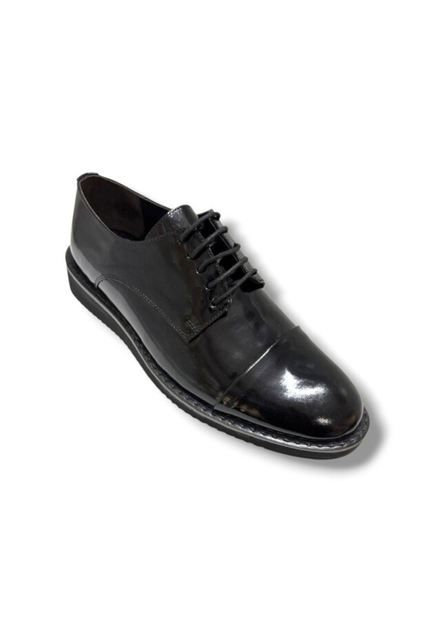 2142-26 Genuine Patent Leather Anatomical Eva Sole Lace-Up Men's Shoes