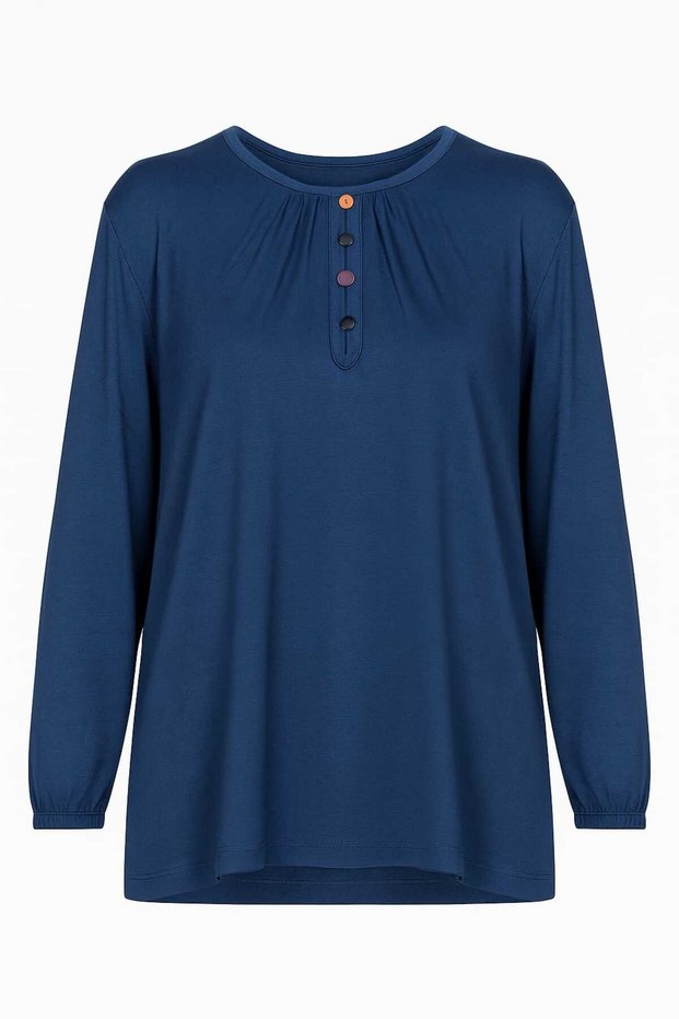 Women's Lycra Middle-Aged and Older Four Seasons Prl. Mavisi Mother Combed Cotton Blouse Button Patterned Elastic Sleeves