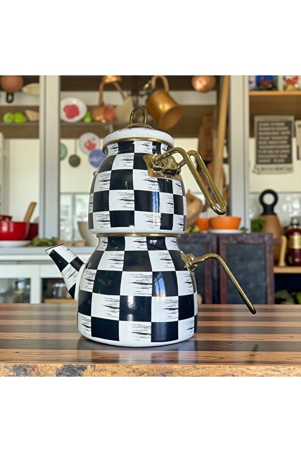 Medium Size Enamel Teapot Set - 2