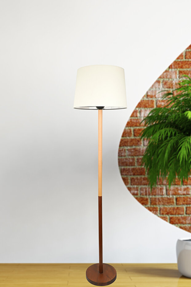 Solen Ahşap Lambader No:07 Krem Şapka - 1