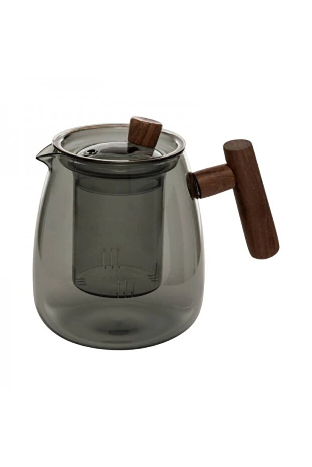 Borosilicate glass teapot with infuser and lid, Twisted Lime Gray, 800 ml - 1