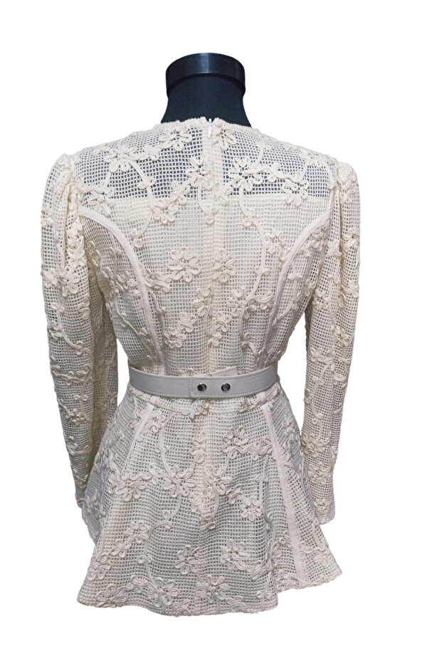 Güpürlü Krem Bluz - 2