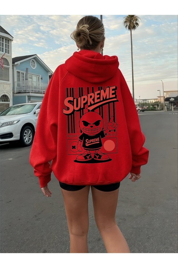 Unisex Supremee Colorful Custom Printed Cotton Oversize Hooded Sweatshirt