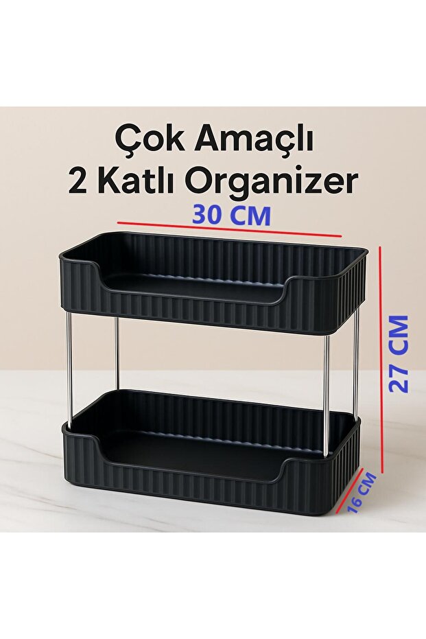 2 KATLI SİYAH ORGANİZER - 2