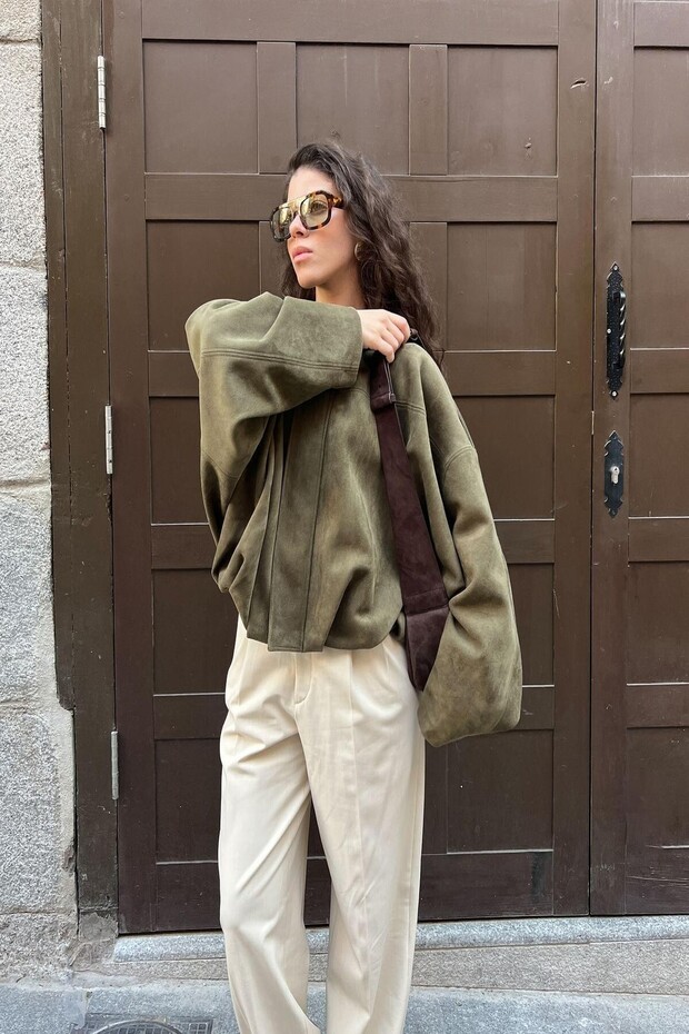 Suede Look Bomber Jacket - 7